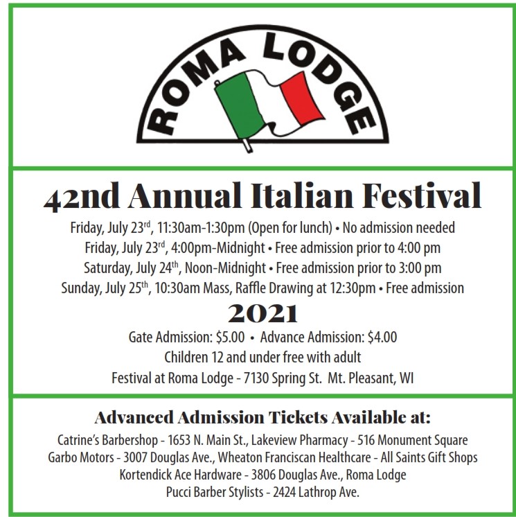Italian Fest 2021 Roma Lodge Banquet and Conference Facility